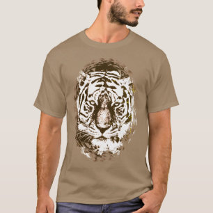 Camiseta Cabeça de Tigre Pop Art Elegante Modelo Moderno Se