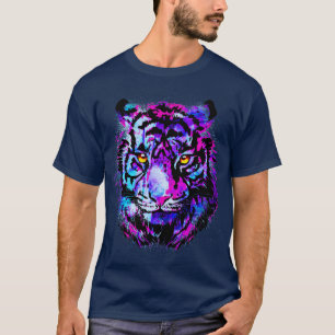 Camiseta Cabeça de Tigre Roxo - Trabalho de arte de Retrato