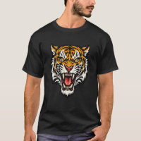 Cabeça de Tigre Rugindo – Gráfico Ousado de Animal