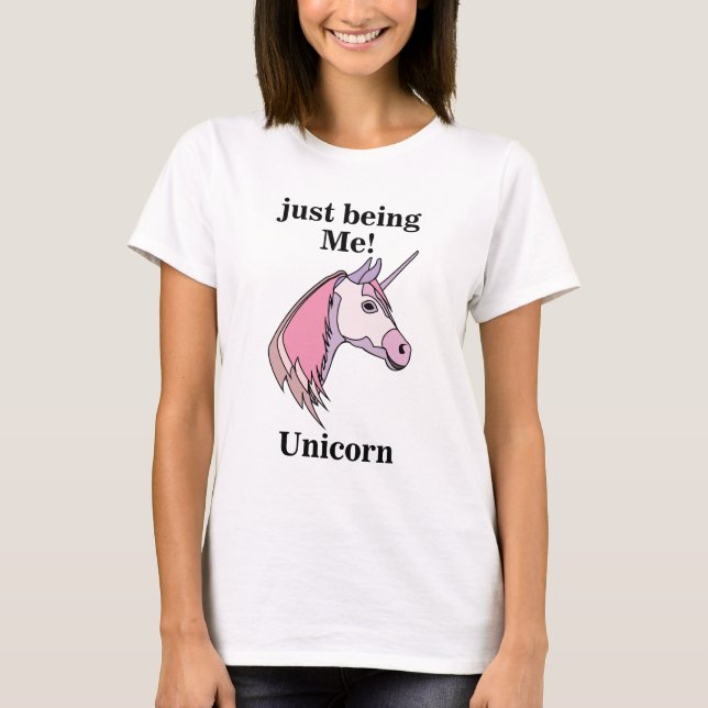 Camiseta Cabeça de Unicórnio Rosa Roxo (Frente)