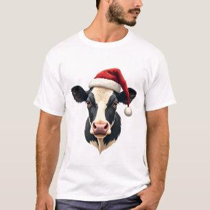 Camiseta Cabeça de Vaca de Natal Vintage com Chapéu de Papa