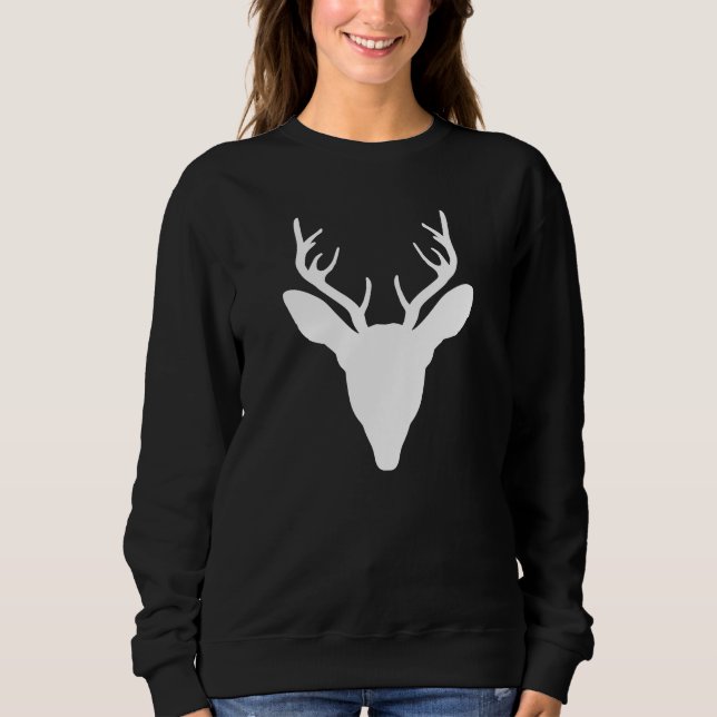 Camiseta Cabeça de Veado Branco Silhueta Animal Selvagem (Frente)