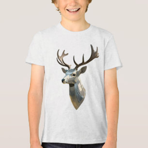 Camiseta Cabeça de Veado Cibernético Metálico Arte de Pared