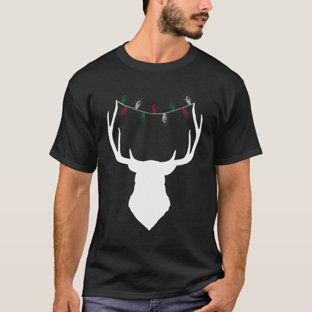 Camiseta Cabeça De Vestido Com Luzes De Natal Em Bichos (Frente)