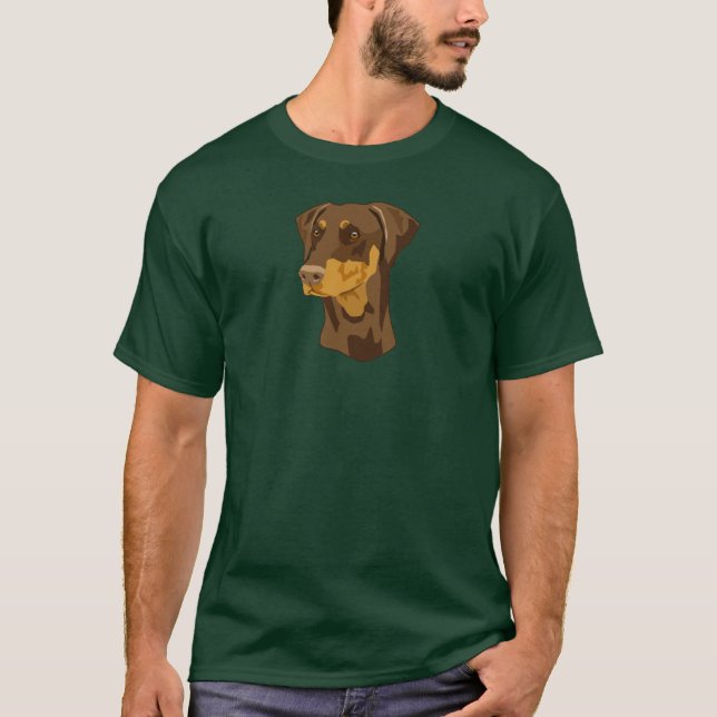 Camiseta Cabeça do Doberman, vermelho, Uncropped (Frente)