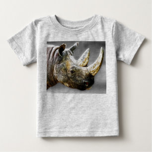 Camiseta Cabeça do rinoceronte, pintura cinzenta do fundo