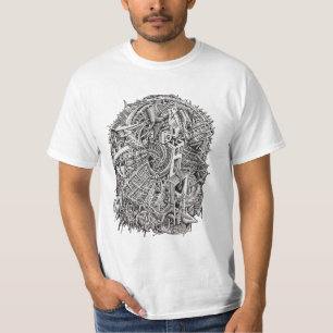 Camiseta Cabeça esquisita, desenho de tinta