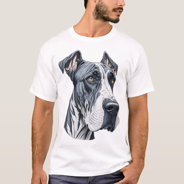 Camiseta Cabeça Estilizada de Great Dane (Frente)