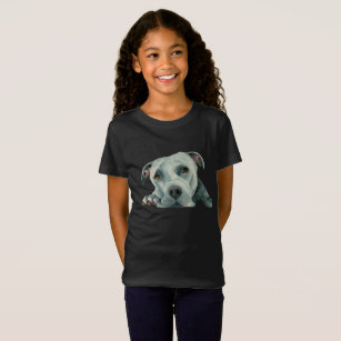 Camiseta Cabeça grande da aguarela   Ol do cão do pitbull
