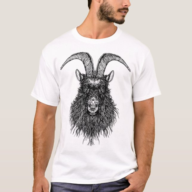 Camiseta Cabeça Horned das ovelhas negras da cabra (Frente)
