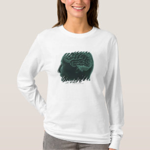 Camiseta Cabeça humana no perfil que mostra o cérebro