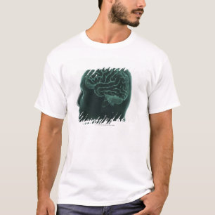 Camiseta Cabeça humana no perfil que mostra o cérebro