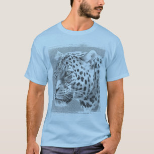 Camiseta Cabeça-Leopardo Modelo moderna cor azul clara