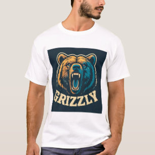 Camiseta Cabeça Majestosa de Urso Cinzento