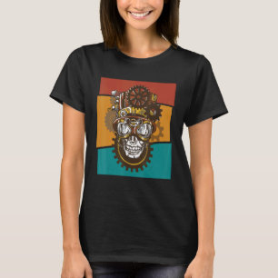 Camiseta Cabeça Mecânica de Geares Vintage Steampunk