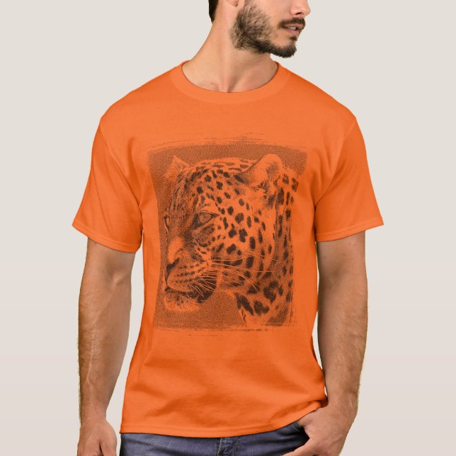 Camiseta Cabeça-modelo-Leopardo Elegante Laranja Atlético E (Frente)