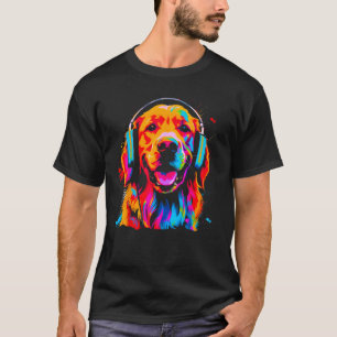 Camiseta Cabeçalho DJ do Cão de Retriever do Ouro de Arte