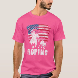 Camiseta Cabeçalho do Sinalizador Americano Roping Team Rop