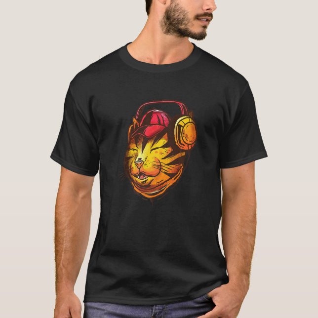 Camiseta Cabeçalho Fones de ouvido Gelados Música Animal Dj (Frente)
