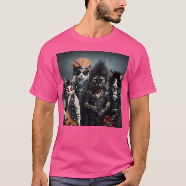 Camiseta Cabeçalho Pesado Gaivota Gatos Meowtais Duros Band (Frente)