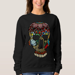 Camiseta Cabeças de Caveira de Flor Grunge Punk Metal
