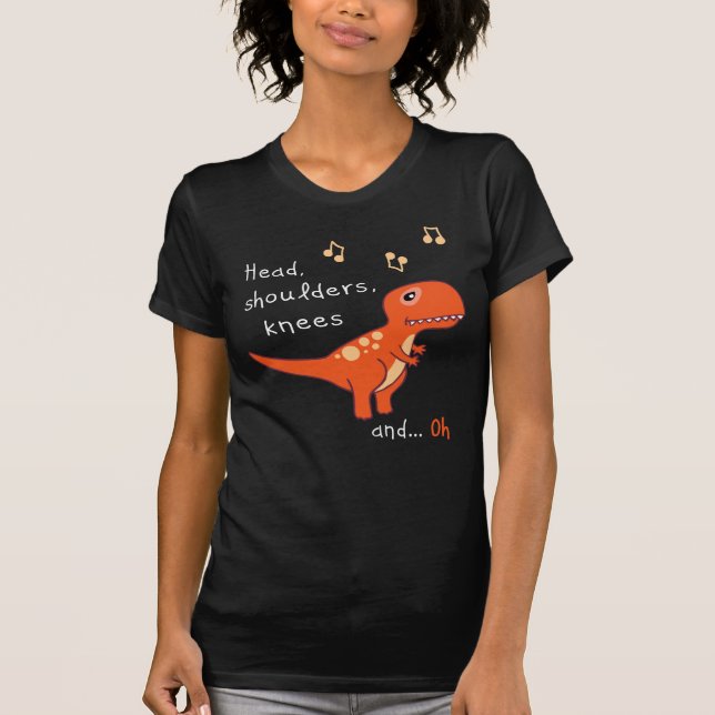 Camiseta Cabeças dos Ombros Joelhos Tex Dinossauro Humor de (Frente)