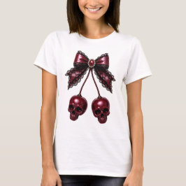 Camiseta Cabeleira Crânio Arco Gótico Cereja