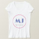 Camiseta Cabeleireiro Branco Azul Na moda Monograma Moderno (Frente do Design)