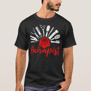 Camiseta Cabeleireiro Hairapist Hairstylist com Rosa vermel