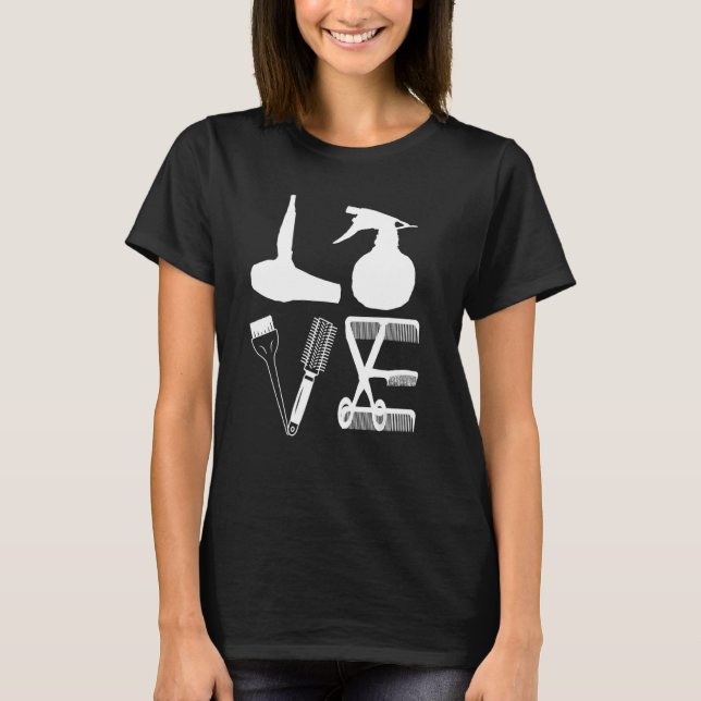 Camiseta Cabeleireiros Amar Tesoura-Secadora Barber Hair B (Frente)