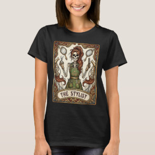 Camiseta Cabelereiro Carta de Tarot Esqueleto Cosmetologia