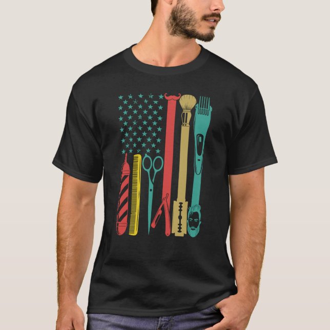Camiseta Cabelo da barbeariaEstilo Cabeçalho Estendedor US  (Frente)
