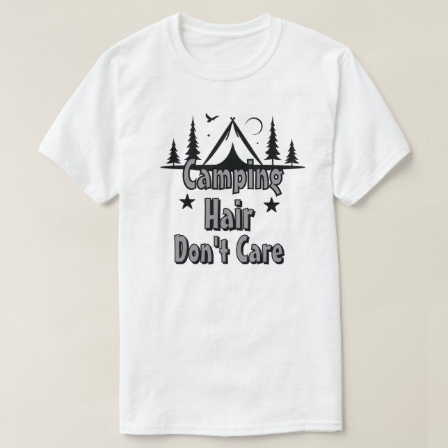 Camiseta Cabelo de Acampamento Não Liga (Frente do Design)