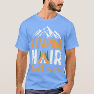 Camiseta Cabelo de Acampamento Não Liga Amante de Acampamen
