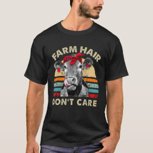 Camiseta Cabelo de Fazenda Não Liga Pun Amante de Vacas Faz
