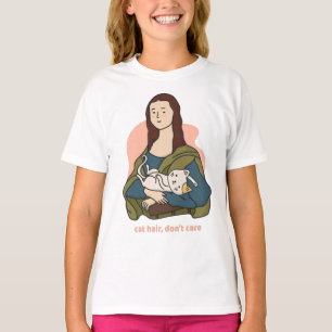 Camiseta Cabelo de gato não se importa com Mona Lisa T-Shi