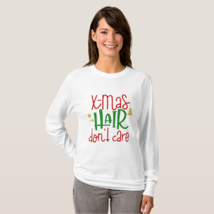 Camiseta Cabelo de Natal Não Liga Piada de Natal Feminina