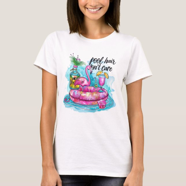 Camiseta Cabelo de piscina não se importa  (Frente)