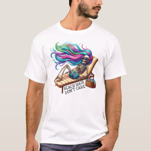 Camiseta Cabelo de praia Não se importa - Esqueleto