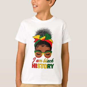 Camiseta Cabelo Desgrenhado Eu Sou História Negra Afro-Amer