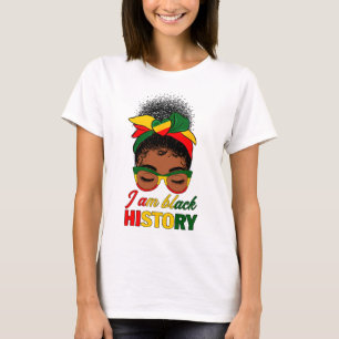 Camiseta Cabelo Desgrenhado Eu Sou História Negra Afro-Amer