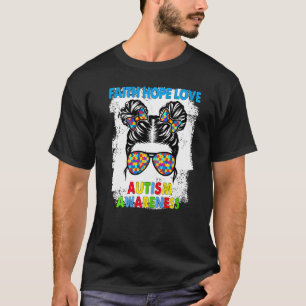 Camiseta Cabelo Desgrenhado Fé Esperança Amor Conscientizaç