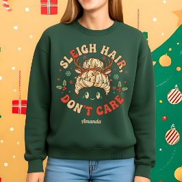 Camiseta Cabelo Desgrenhado Não Importa Natal Divertido