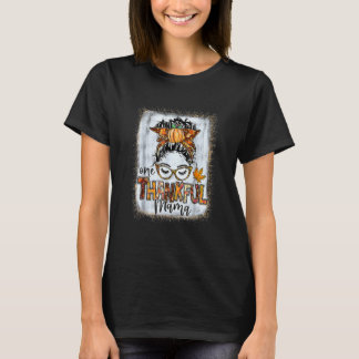 Camiseta Cabelo Desgrenhado Uma Mamãe Grata Outono Ação de