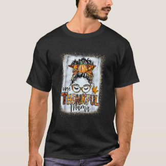 Camiseta Cabelo Desgrenhado Uma Mamãe Grata Outono Ação de