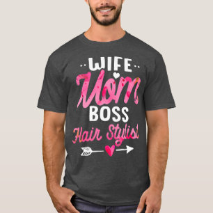 Camiseta Cabelo estilista Mãe Gift Esposa Chefe Mulheres Fl