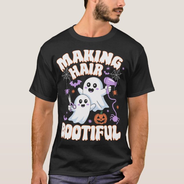 Camiseta Cabelo fazer Bootiful Halloween Spooky Ghosts Hair (Frente)