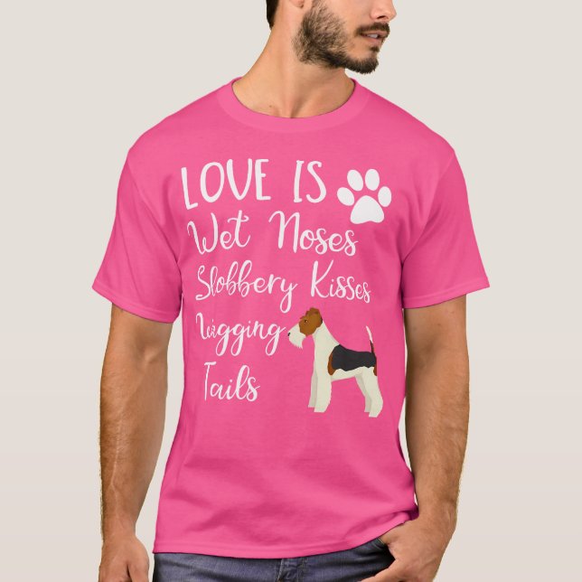 Camiseta Cabelo Fio Fox Terrier Ama Meu Cão (Frente)