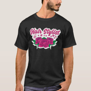 Camiseta Cabelo Floral Bonito Hairstylist Cabelo Salon Team