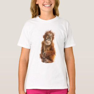 Camiseta Cabelo Gengibre Orangotango Primata Bebê Crianças